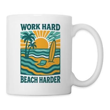 Hart arbeiten, härter stranden | Bali Beach Life - Tasse - Weiß - Rechts