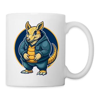Armadillo Kawaii Mascotte Cartoon Clipart Logo Badge - Mug blanc - blanc - Droite
