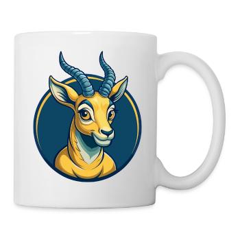 Antelope Kawaii Maskottchen Cartoon Clipart Logo Abzeichen - Tasse - Weiß - Rechts