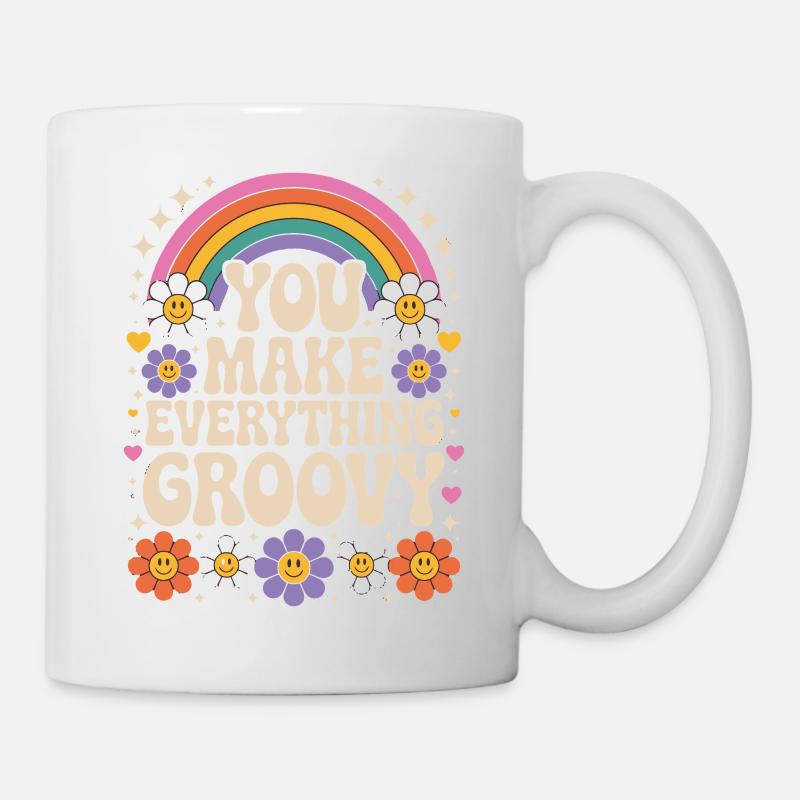 You Make Everything Groovy - Retro Rainbow - Mug - white