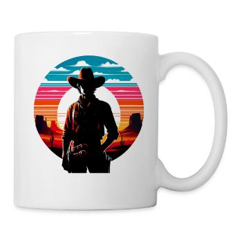 Wüsten-Cowboy Sonnenuntergang Silhouette - Tasse - Weiß - Rechts