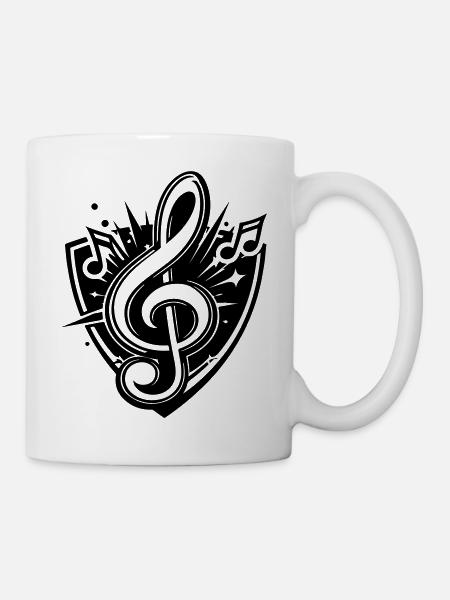 Notenschlüssel Musik Logo - Tasse - Weiß