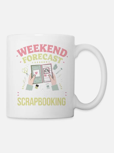 Wochenende Scrapbooking Vorhersage - Tasse - Weiß