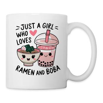 Girl loves ramen and boba - Mug - white - Right