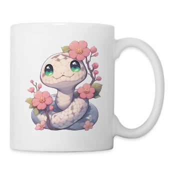 Kawaii Weiße Schlange Sakura - Jahr der Schlange - Tasse - Weiß - Rechts