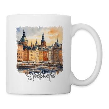 Stockholm Aquarell, Stockholm Schweden - Tasse - Weiß - Rechts