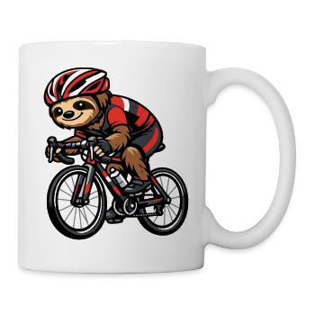 Rennrad-Sloth mit Helm - Tasse - Weiß - Rechts