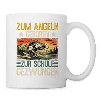 Né pour pêcher, forcé de s’entraîner, pêcheur - Mug blanc - blanc - Droite