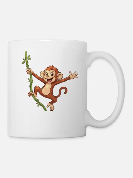 Affe Lianen-Springen - Tasse - Weiß
