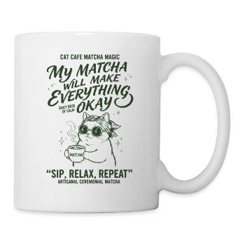 Chats Café, matcha magique que mon matcha fera - Mug blanc - blanc - Droite