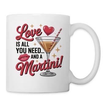 Liebe und Martini - Cocktail Party Geschenk - Tasse - Weiß - Rechts