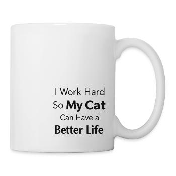Je travaille dur pour que mon chat ait une vie de luxe - Mug blanc - blanc - Droite