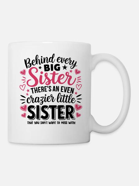Herzrosen Schwester Design - Tasse - Weiß