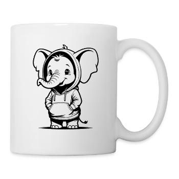 Cuddly elephant in a hoodie - Mug - white - Right