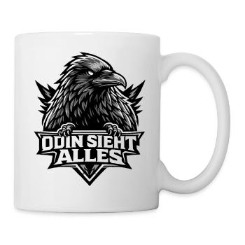 Schwarzer Rabe "Odin sieht alles" - Tasse - Weiß - Rechts