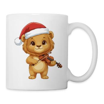 Christmas Lion Playing Violin Art - Mug - white - Right