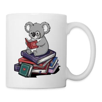 Bücherwurm, Koalabär, Lesebücher Kunst - Tasse - Weiß - Rechts