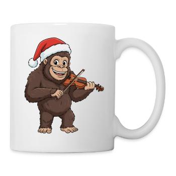 Christmas Bigfoot Sasquatch Playing Violin - Mug - white - Right