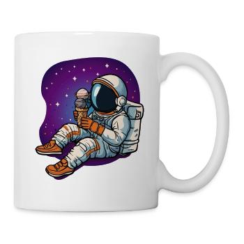 Weltraum-Astronaut genießt Eiscreme - Tasse - Weiß - Rechts