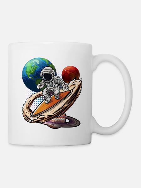 Astronauten-Wellenreiter Kosmos - Tasse - Weiß