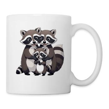 Câlin en famille de ratons laveurs - Mug blanc - blanc - Droite