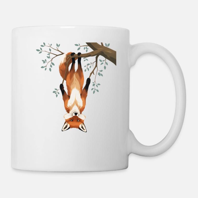 Fuchs hängt von Ast - Tasse - Weiß