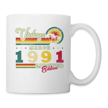 Cadeau pour le 35e anniversaire Mars 1991 Vintage Rétro - Mug blanc - blanc - Droite