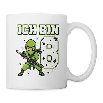 Ich bin 8 Ninja 8. Geburtstag Grüne Karate - Tasse - Weiß - Rechts