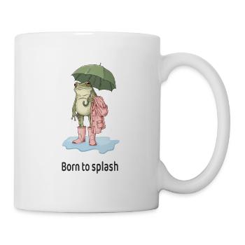 Born to splash – Cool frog in the rain - Mug - white - Right