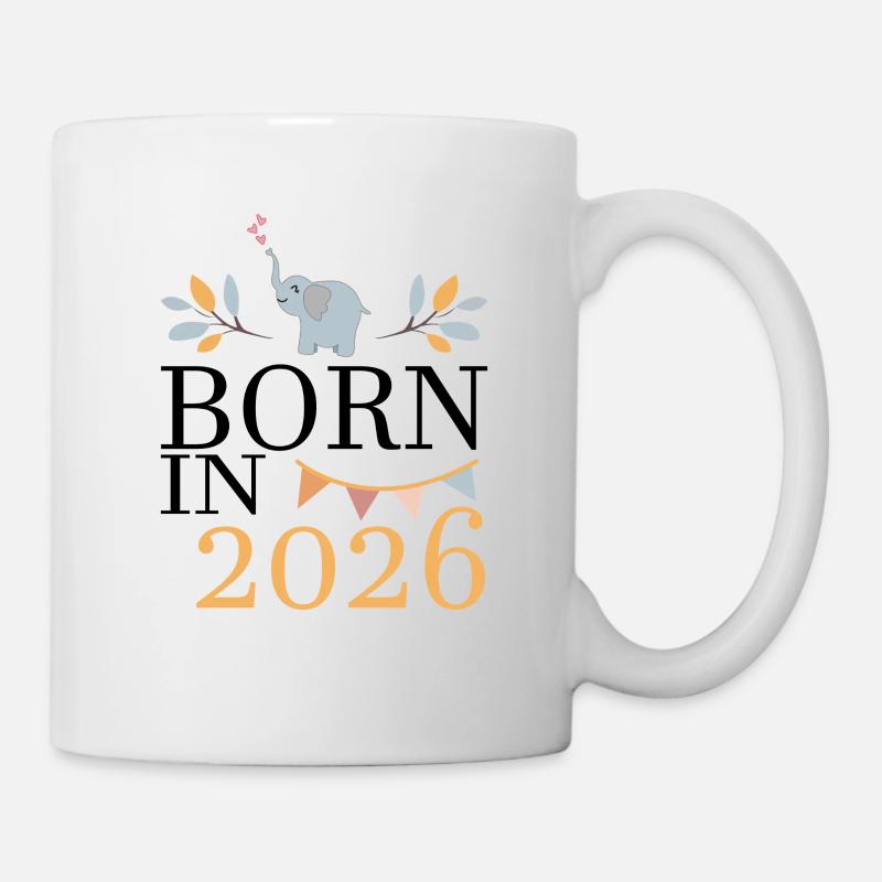 Born in 2026 Baby Elefant bald Mama Geschenk - Tasse - Weiß