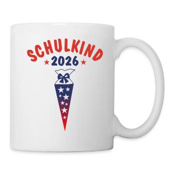 Schulkind 2026 - Schultüte - rot blau Farbverlauf - Tasse - Weiß - Rechts