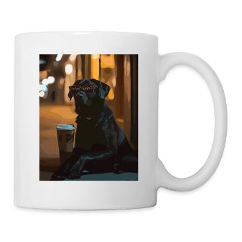 Night lounge dog with sunglasses - Mug - white - Right