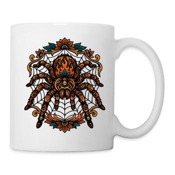 Tarantula Fire Flames Spider Web Pattern Motif - Mug - white - Right