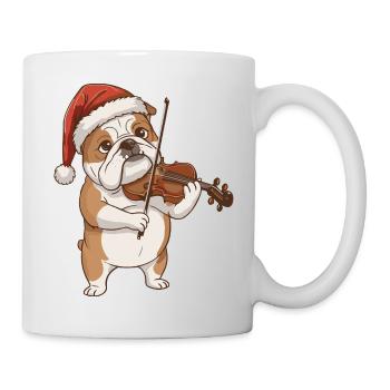 Chien bouledogue de Noël jouant du violon - Mug blanc - blanc - Droite
