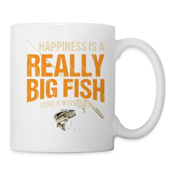 Le bonheur est un très gros poisson (et un témoin) - Mug blanc - blanc - Droite