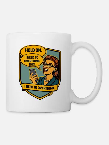 Halt an – Überdenke Overthinker Comic - Tasse - Weiß