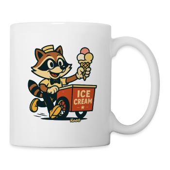 Waschbär Eisverkäufer Retro - Mug - white - Right