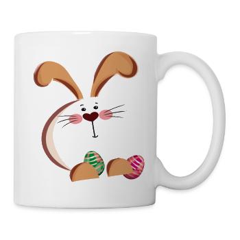 Osterhase und bunte Eier - Tasse - Weiß - Rechts
