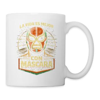 Lucha Libre Luchador La Vida Es Mejor Con Mascara - Tasse - Weiß - Rechts