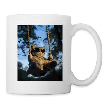 Katze schaukelt im Sonnenlicht - Tasse - Weiß - Rechts