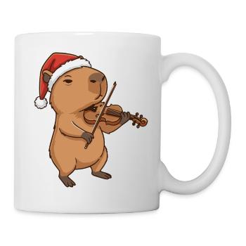 Weihnachten Capybara-Tier spielt Geige - Tasse - Weiß - Rechts