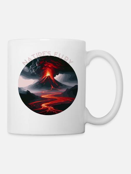 Vulkan und Lava: Naturgewalt - Tasse - Weiß