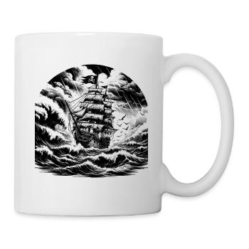 Gravure du navire pirate de la mer de la tempête - Mug blanc - blanc - Droite