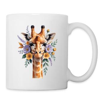 Giraffe mit Blütenkranz - Tasse - Weiß - Rechts