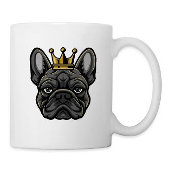 Französische Bulldogge Hund Krone - Tasse - Weiß - Rechts