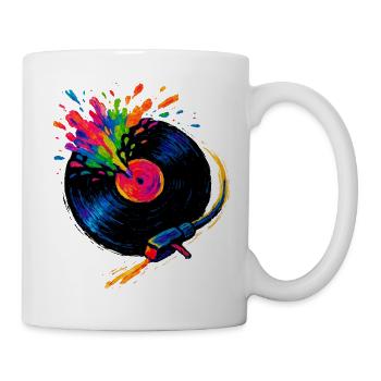 Plattenspieler buntes Pop-Vinyl - Tasse - Weiß - Rechts