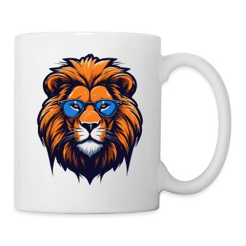 Lion aux lunettes bleues - Pop Art - Mug blanc - blanc - Droite