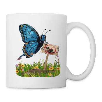 Papillon avec un signe pour plus de défi nature - Mug blanc - blanc - Droite