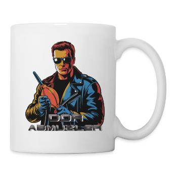 Retro Pop Action Hero Leather Jacket: Dor Abmuzler - Mug - white - Right