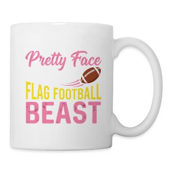 Flag Football Beast - Funny Pretty Face Quote - Mug - white - Right